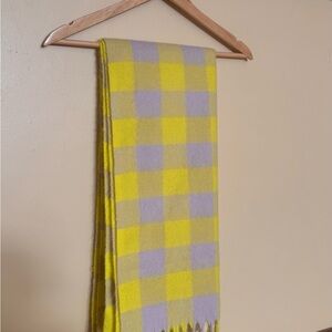 New Anthropologie Yellow and Gray Checkered Scarf